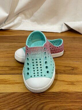Native Jefferson Bio-Bling Toddler Shoes, Pink/Blue, Size 5
